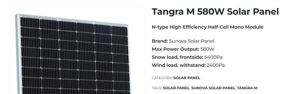Dongjin DJDC Tangra M 580W Solar Panel
